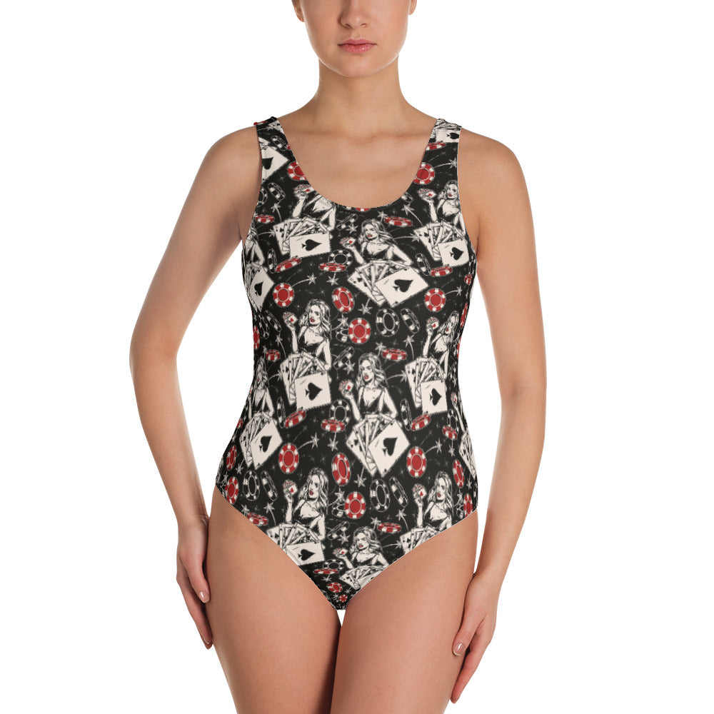 Lady Luck One-Piece Swimsuit – Flop The World Poker Gear