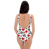 Bejeweled Card Suits One-Piece Swimsuit
